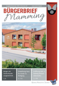 Bürgerbrief Mamming Ausgabe Dezember 2025 mit Titelbild des neuen Kindergartens