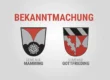 Bekanntmachung der Gemeinden Mamming und Gottfrieding mit beiden Gemeindewappen.